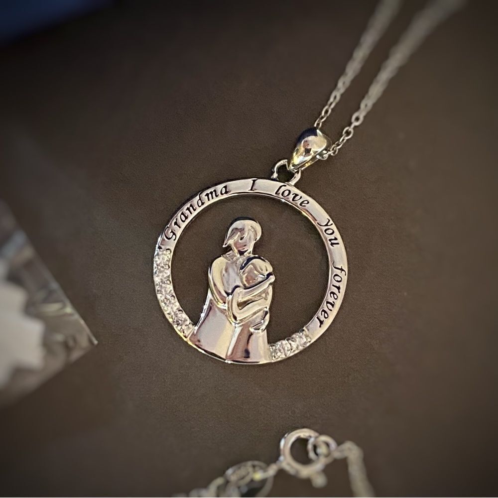 Grandma "I Love You Forever" Sterling Silver CZ Necklace